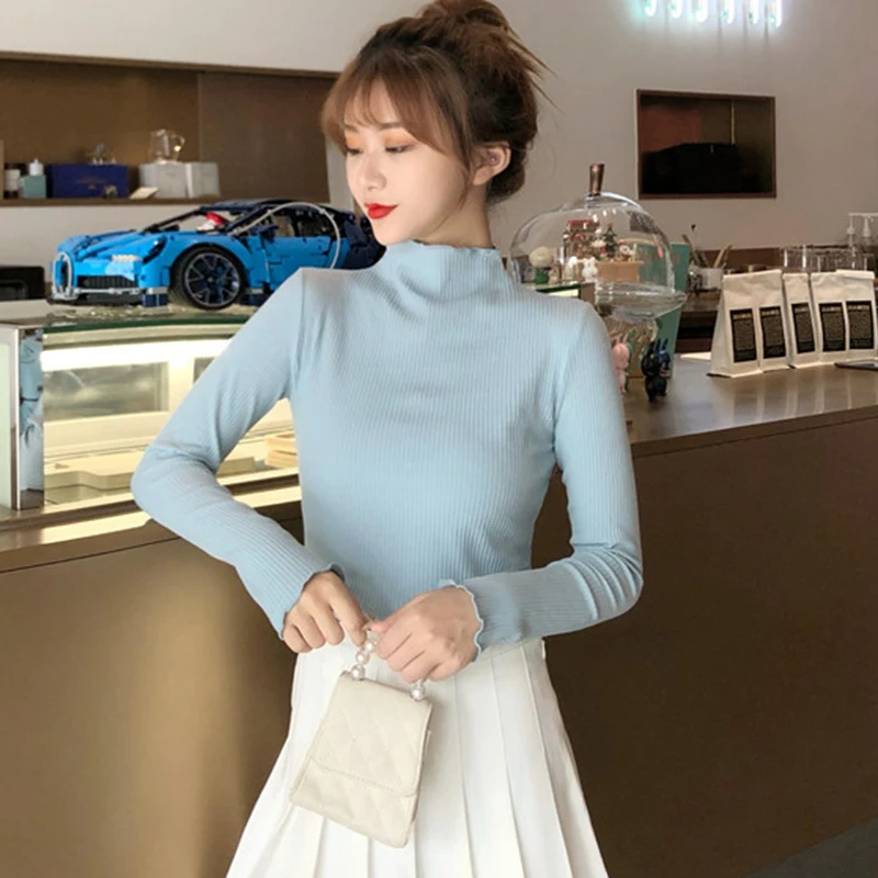 

Women Sweater Autumn Turtleneck Slim Jumpers Tops Long Sleeve Female Sweaters Pullovers Basic Tops New Casual Loose Streetwear