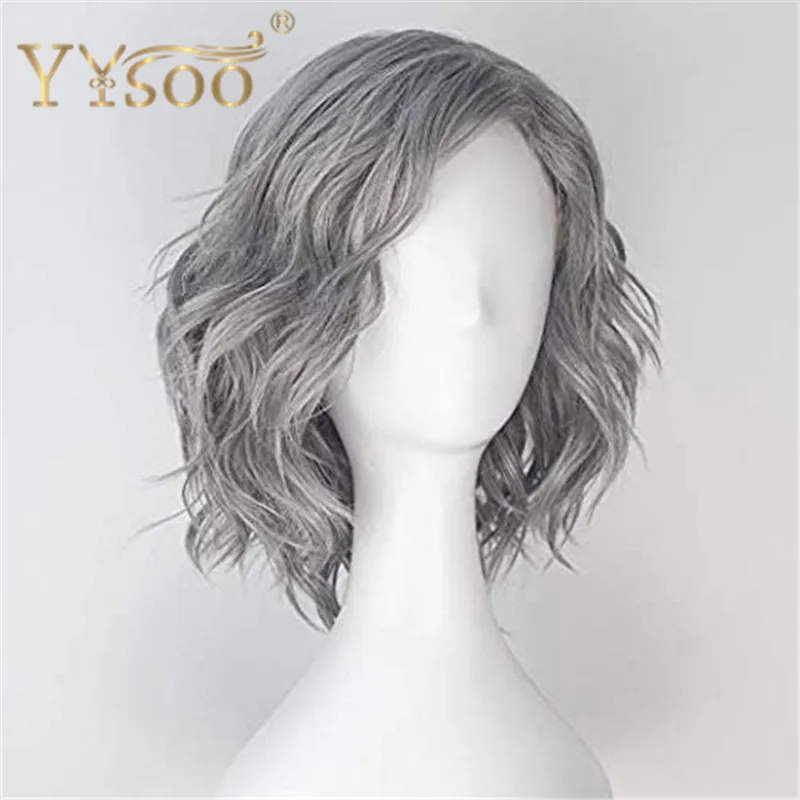 YYsoo, Мстители, Quicksilver Pietro Django Maximoff, парики для косплея, унисекс, короткие кудрявые волны, серебристо-серый цвет, синтетический парик для косплея