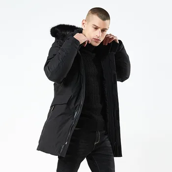

Padding Winter Parka Men Warm Jacket Hooded European Men Long Coat Streetwear Windproof Black Young Men Warm Clothing AA50MF