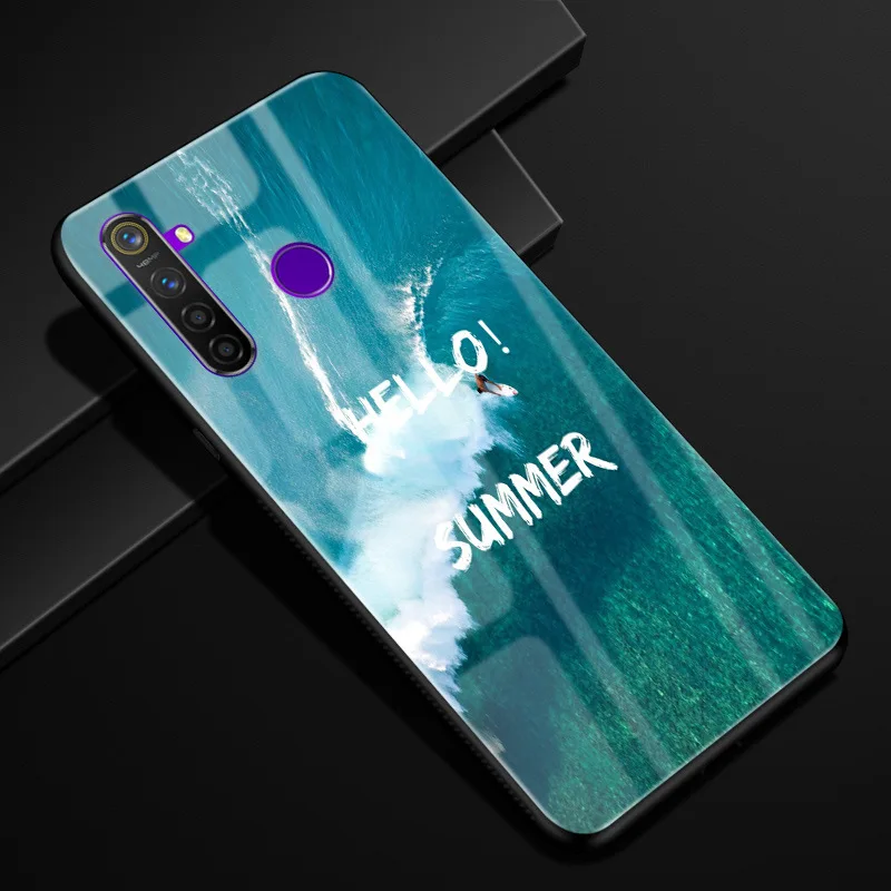 Для OPPO Realme 5 pro Чехол 6,3 ''стекло Жесткий чехол для OPPO Realme5 чехол для телефона силиконовый бампер Fundas Coque Realme 5pro - Цвет: 4
