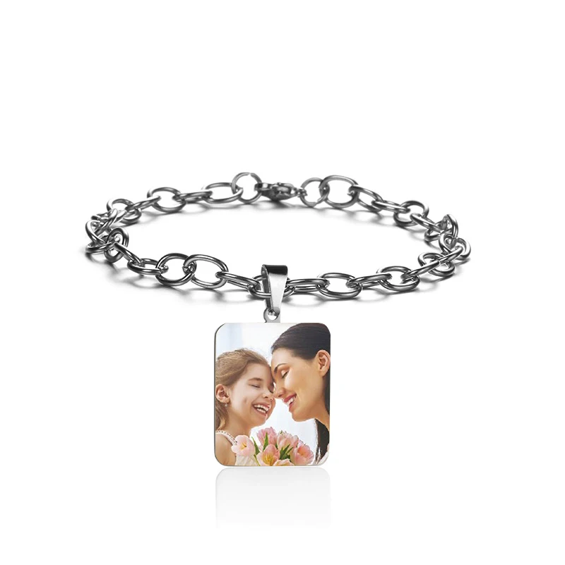 Personalized Custom Bracelet Color Photo Name Cuff Bangle Stainless Steel Chain Pendant Fashion Jewelry Women Man Family Gift | Украшения и