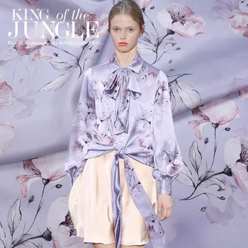 

Spring&summer New 19Momme 93%silk 7%spandex 108cm Wide Charmeuse Fabric for Dress Brand Printed Cloth Diy Sewing Free Shipping