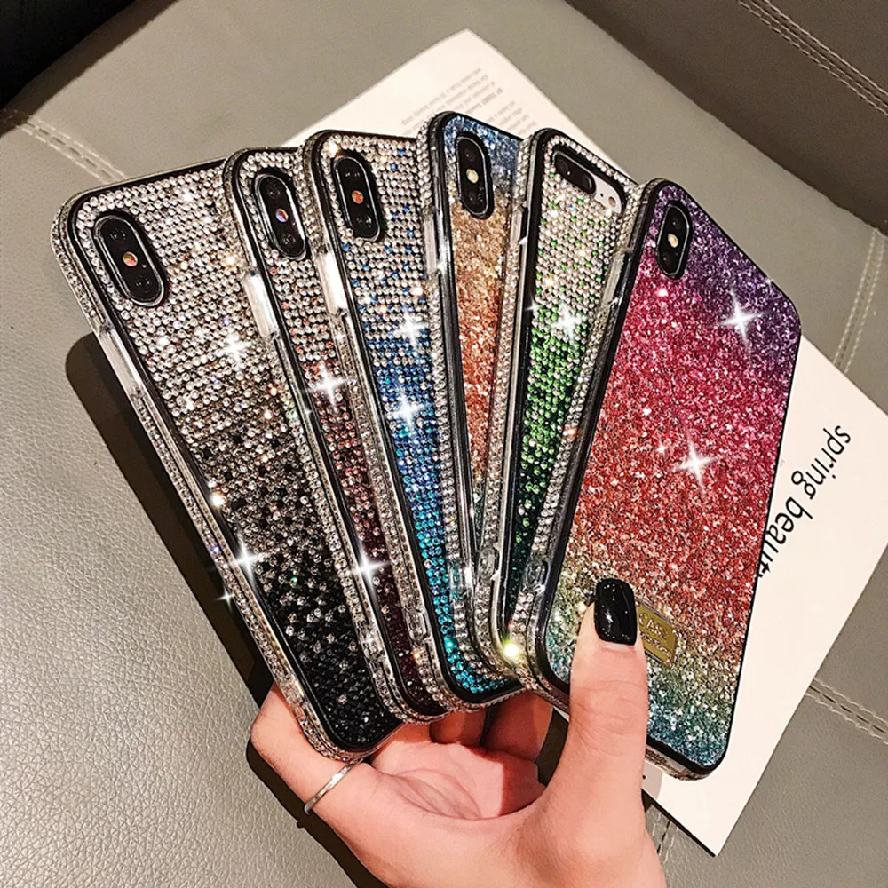 

Rhinestones diamond glitter TPU Phone Cover Case For Iphone X XR Xs Max 8 7 6 6s Plus Luxury Soft Silicone Coque Fundas