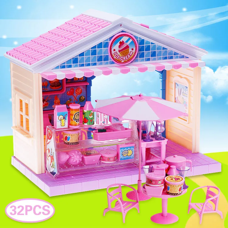 

Children Kitchen Toy Ice Cream Store Play House Takeaway Desserts Villa House Candy Store Children Gift