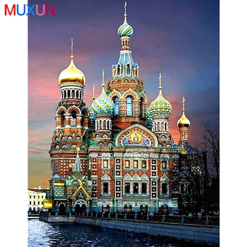 

5D Diamond Embroidery St. Petersburg Church Diamond Painting Cross Stitch Full Square/Round Rhinestone Mosaic Home Decor Rp812