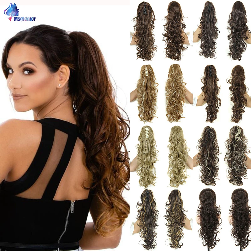 

Claw Clip In Ponytail Hair Extension Natural Fake Curly Ponytail Hair Piece Synthetic Long Hair Pony Tail Clip In Msglamor