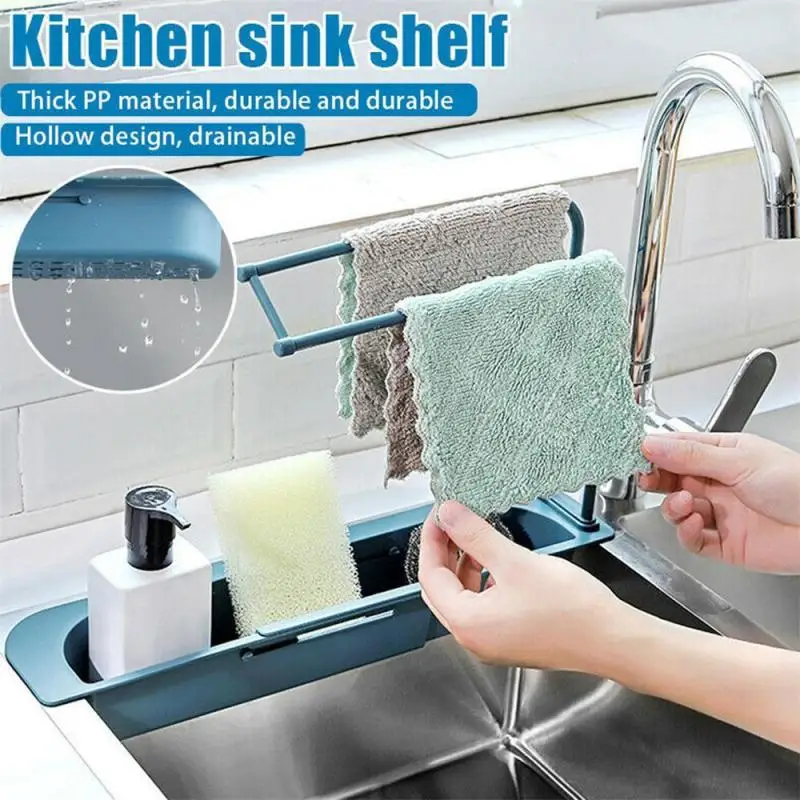 2020 Telescopic Sink Rack Holder Expandable Storage Drain Basket Home Dish Drainer Washing Drying Kitchen Accessories | Дом и сад