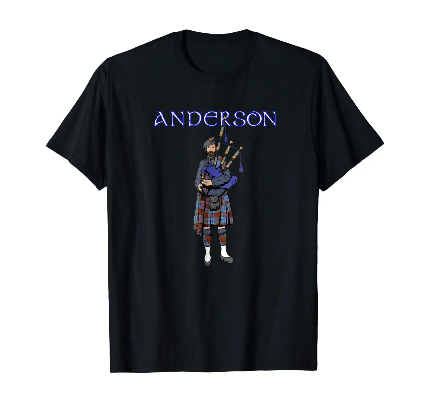 Шотландская футболка Anderson Clan Scottish Piper Tartan Kilt | Мужская одежда