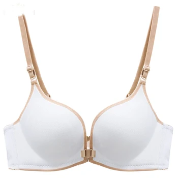 

Elovegirl Simple And Sexy Push-up Bra Fashionable, Apricot-colored Feminine Lingerie With Front Button And AB And C Cups