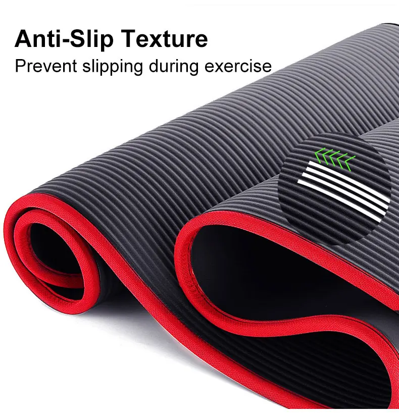 10mm Non-Slip Extra Thick Yoga Mat 183cm*61cm Tear Resistant NBR Pilates Pads Indoor Fitness Exercise Tasteless With Bandages