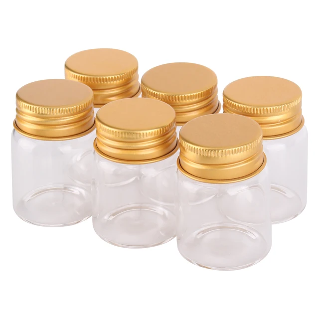 6 Darab 30 Ml 37X50 Mm Üveg Cukorkás Üvegek Arany Alumínium Felső Fedéllel Átlátszó Fiolák Ajándék Diy Kézművességhez