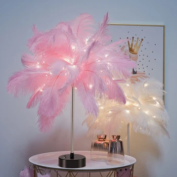 Led Feather Light Fairy Tafellamp-Verstelbare Warm Wit Tafellamp Night Light Voor Home Decor