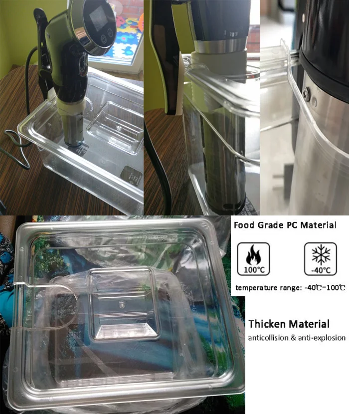 Складной контейнер на петлях для Су вид с крышкой циркулятора Sous Vide кулинарная
