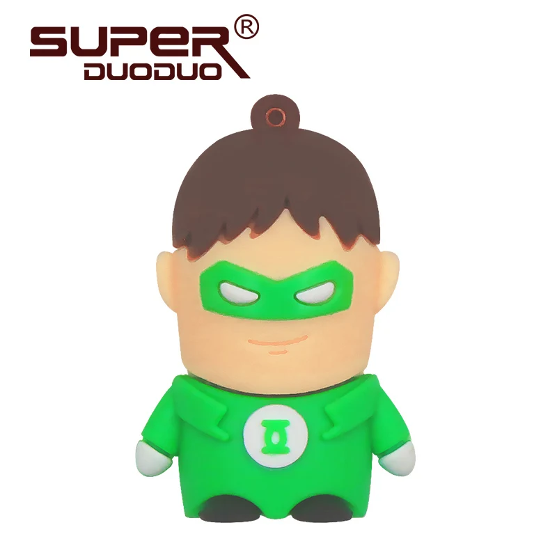 M2-Green Lantern Мультяшный супергерой USB флэш-накопитель 8 ГБ 16 ГБ 32 ГБ 64 Гб Железный человек флэш-память Бэтмен Флешка Капитан Америка 128 ГБ - Цвет: M2-Green Lantern
