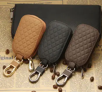 

Car Key Case Car Logo Key Bag Pouch Remote Keychain Leather Case Holder