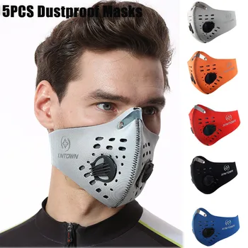 

Dustproof Masks Activated Carbon Dust Mask With Extra Filter Cotton Sheet 5pcs Running Hiking Cycling Face Mask Safet Protection