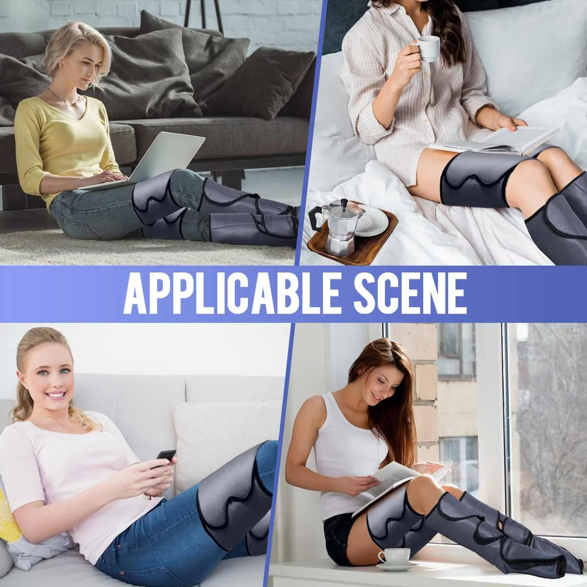  Adjustable Electric Leg Massager Foot Leg Massage Therapy Promote Blood Circulation with Knee Heat 