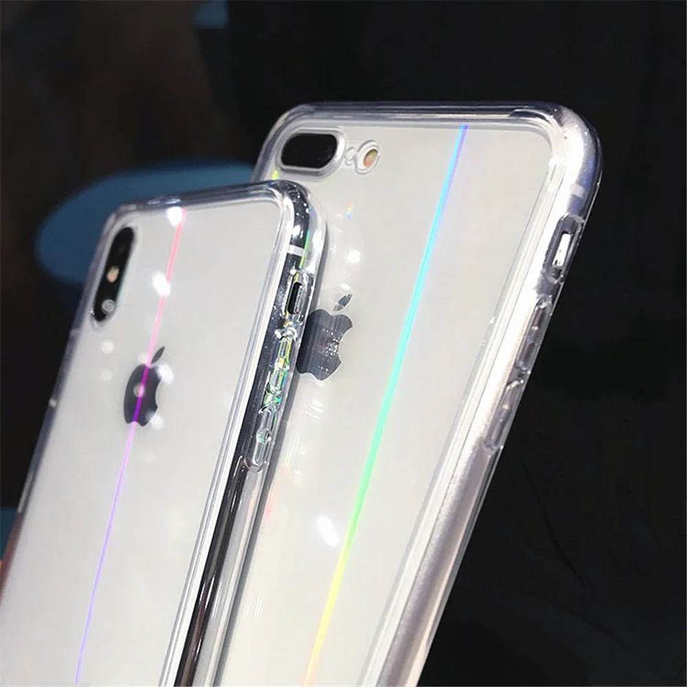 LOVECOM Радужный лазерный чехол для телефона для iPhone 11 Pro Max XR XS Max 6 6S 7 8 Plus X мягкий акриловый прозрачный чехол-накладка в подарок