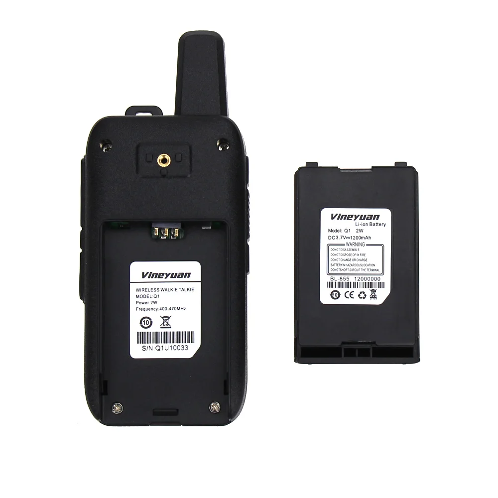 Vineyuan Q1 Mini Walkie Talkie UHF 400 470 mhz Frequency Portable Handheld Radio Scanner Comunicador Two 5