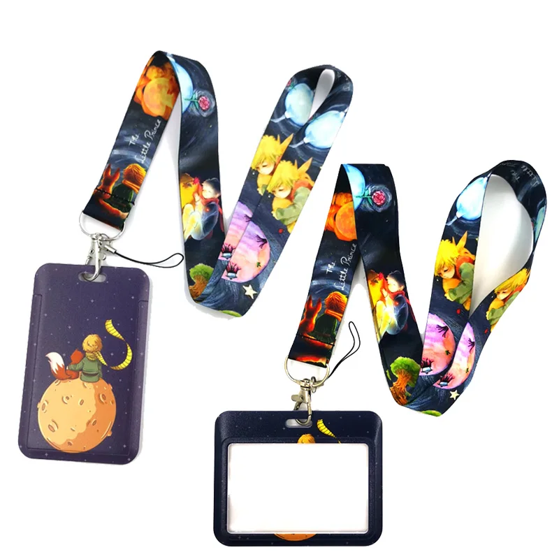 Little Prince Moon Fox Key lanyard Car KeyChain ID Card Pass Gym Mobile Phone Badge Kids Key Ring Holder Jewelry Decorations