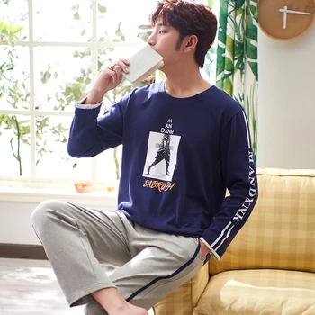 

100% Premium Cotton 2 Pieces Sleepwear Set for Men - Nightgowns Pyjamas Sleepshirts Homewear Nightdress TopNight Wear Pajamas