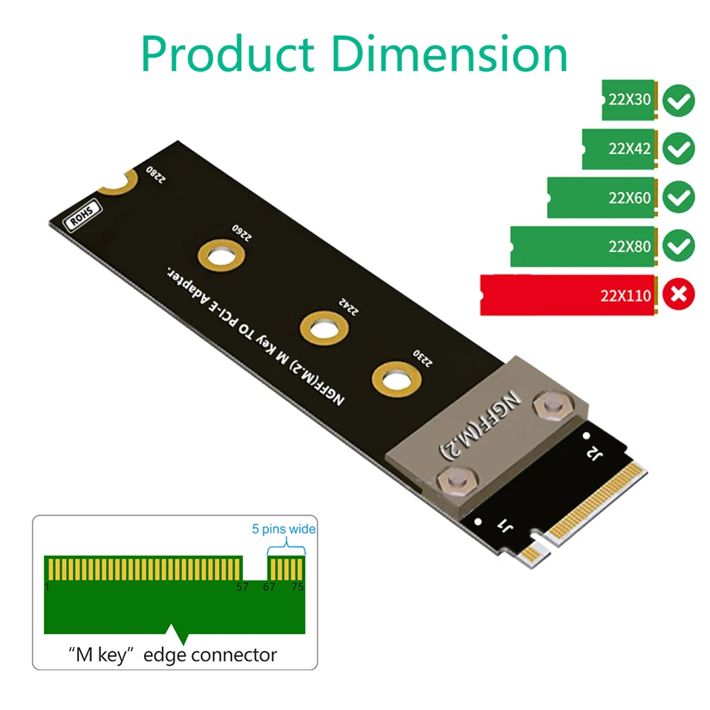 

New M.2 NGFF NVMe Key M to PCI-E 3.0 16X Extender Cable Flexible PCI Express Riser Card Extension Adapter Ribbon Connector Cord