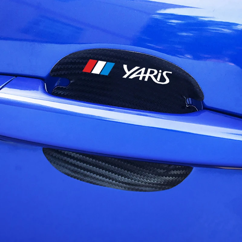 

For Toyota Yaris 2007 2008 19 car 4Pcs car wrist of door protective film sticker Carbon Fiber leather car Door Handle