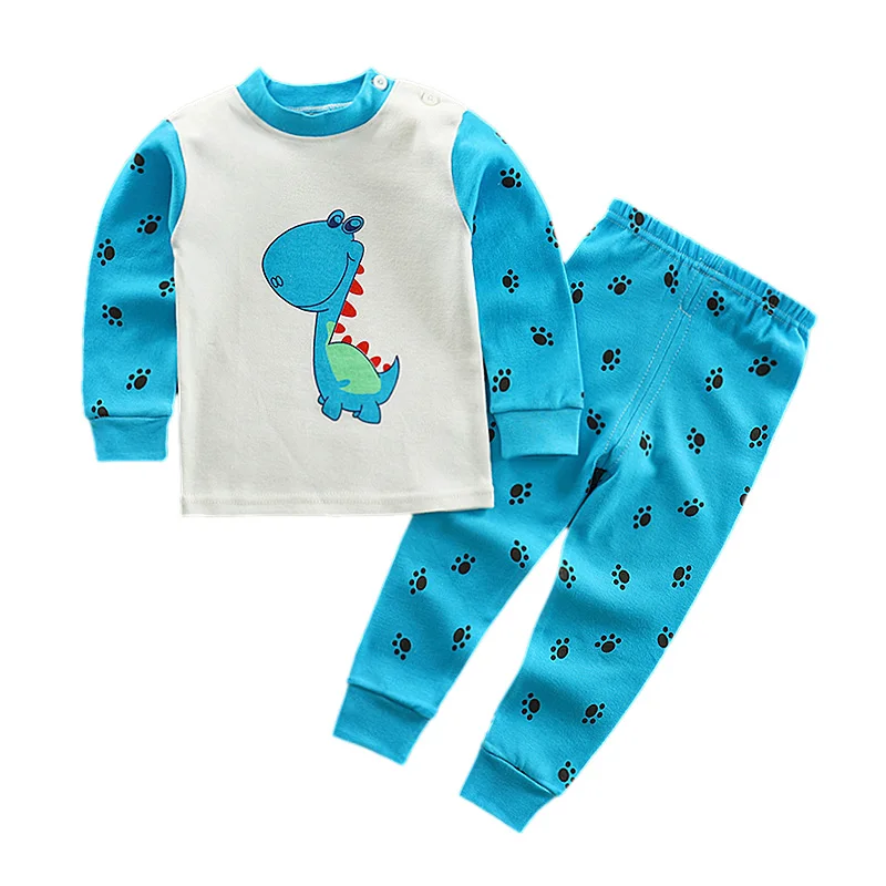 Комплект одежды для сна для детей от 1 до 5 лет, детские пижамы для маленьких мальчиков и девочек пижамные комплекты с длинными рукавами и рисунком животных милая хлопковая одежда для сна