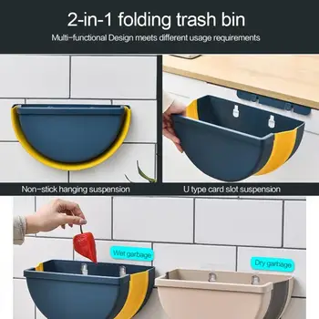 

Multifunction Folding Trash Can Hanging Trash Rubbish Bag Storage Holder Kitchen Gadget Storage Garbage Bin Support Dropshipping