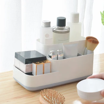 

2020 New Plastic Creative Desktop Multifunktionale Grid Cosmetics Makeup Container Bathroom Organizer Office Kitchen Storage Box
