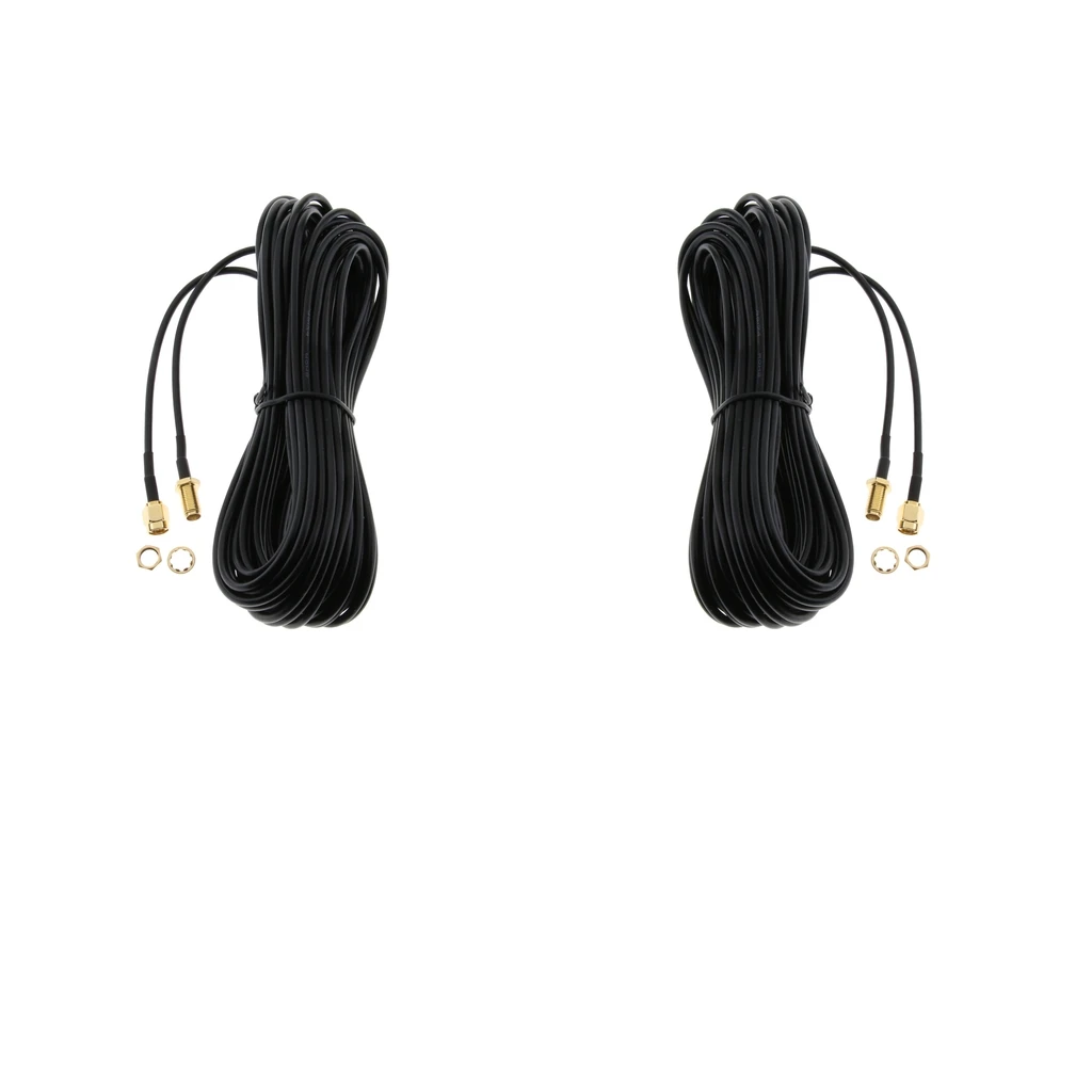 2Pack 32.8FT Low-Loss Coax Extension Cable (50 Ohm) - RP SMA Male to RP SMA Female - Antenna Extender for WiFi Wireless Router
