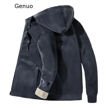 

Genuo New 2020 Winter New Fleece Hoodie Sweatshirt Mens Thick Warm Coat Male Solid Color Jacket Men Brand Clothing 8XL