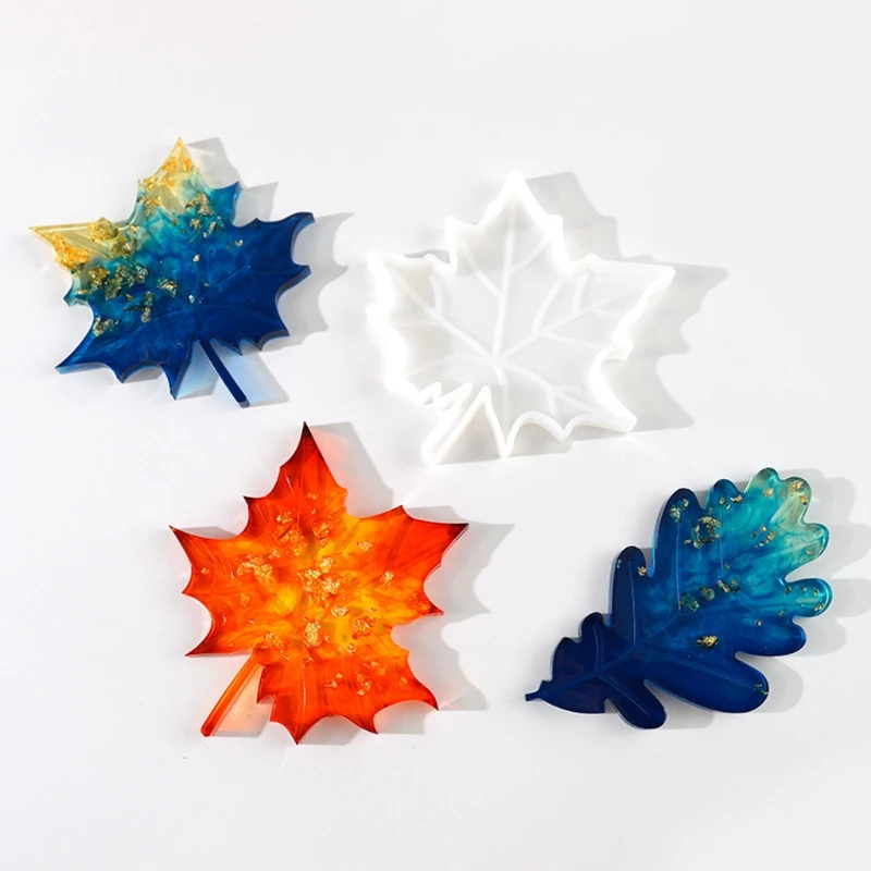 

5Pcs Large Size Leaves Coaster Silicone Resin Mold Tropical Maple Leaf Resin Casting Mold Resin Concrete Mold Art Crafts