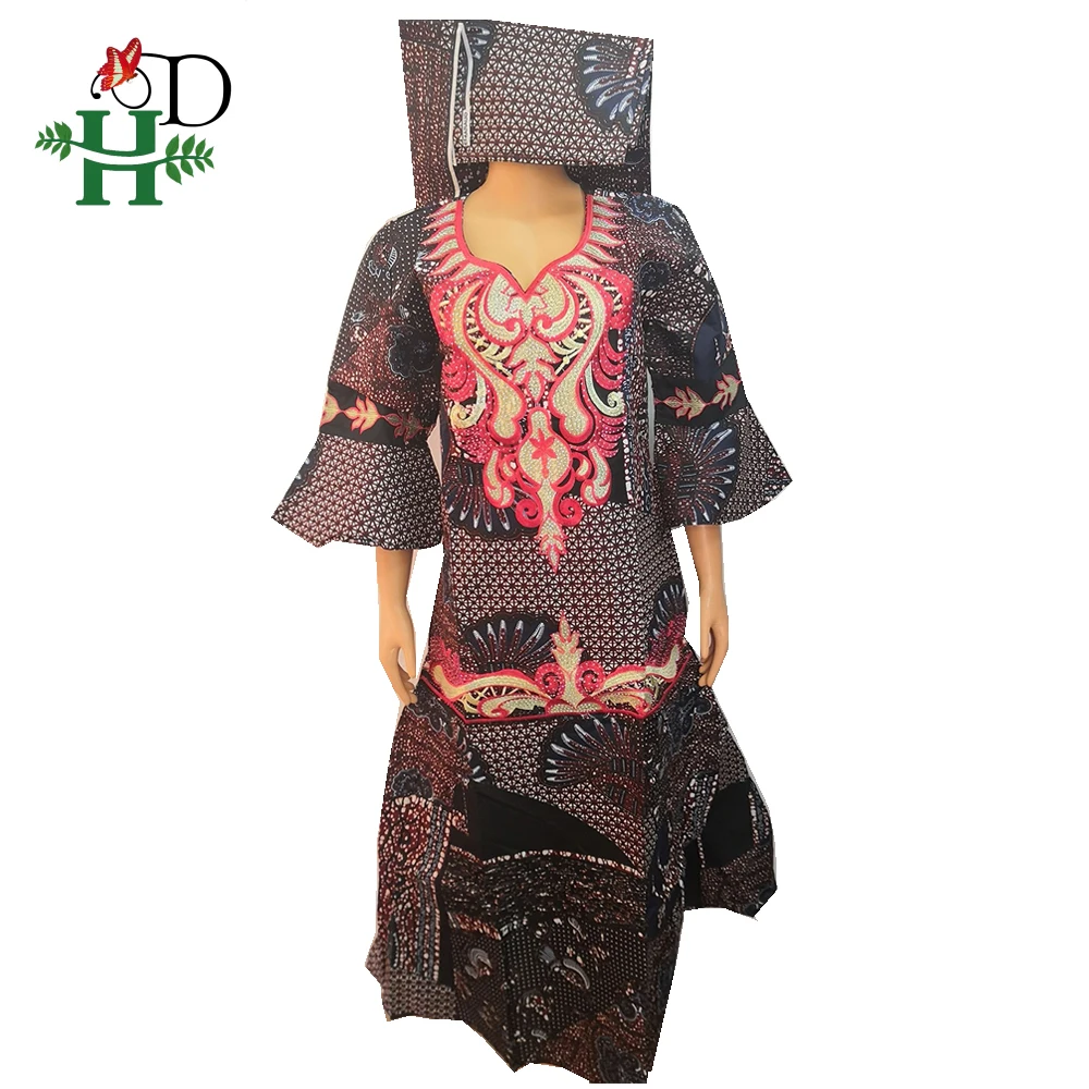 H&D ropa mujer размера плюс африканская Анкара платья для женщин Воск Принт батик Макси платье традиционная вышивка Vetement Femme