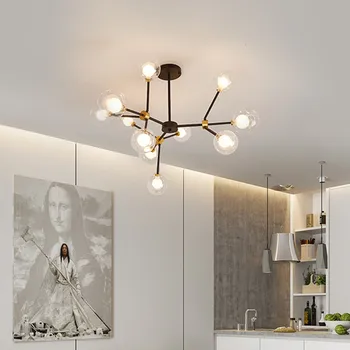 

Black Flush Mount Chandelier Lighting Living Bedroom Kitchen Glass bubble chandelier Tree Branch Round Ball Chandelier Lighting