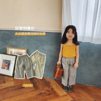 

baby girl 2020 summer new children thin pants high waist and wide legs pants
