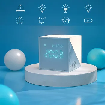 

Multi-function Creative Sweet Colorful Fashion Cartoon Square Clock USB Charge Digital LED night light Voice Thermomet