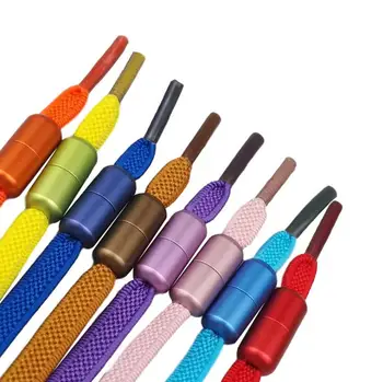 

Creative shoe accessories elastic tie-free color metal capsule shoelace