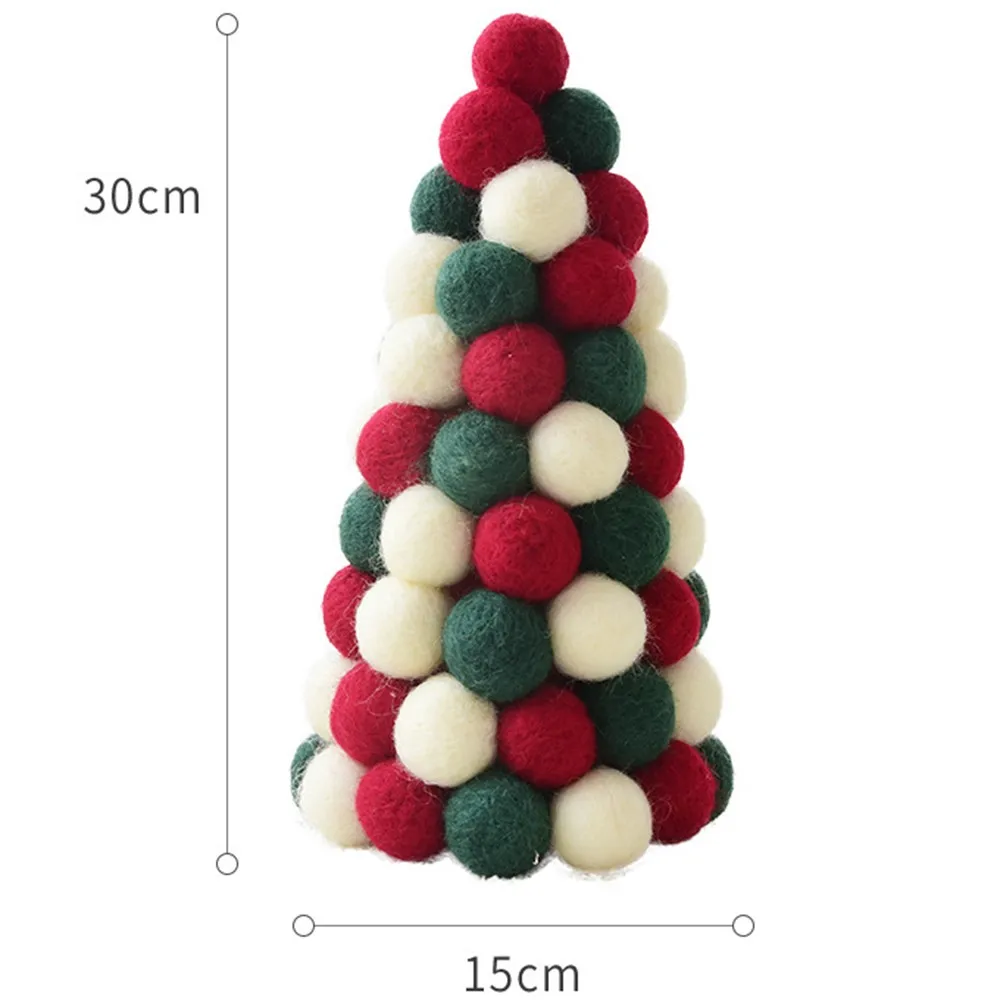 Christmas Pendants Wool Felt Wreath Tree Garland Ball String DIY Christmas Tree Decoration Hanging Ornaments Festival Supplies