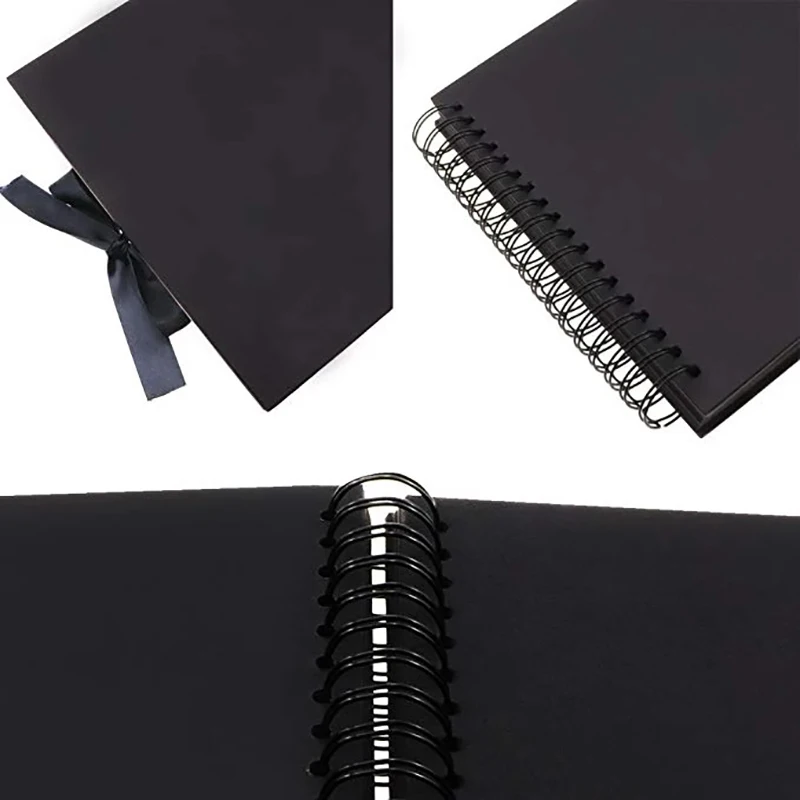 31.5 x 21 cm 80 Pages Thick Black Paper Scrapbook Wedding Guest Book DIY Anniversary Travel Memory Scrapbooking Photo Album