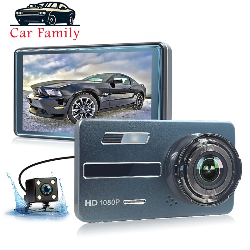 Автомобильный семейный Автомобильный видеорегистратор 4,5 дюймов Full HD ips экран приборная камера двойной объектив камера заднего вида видео регистратор видеорегистратор