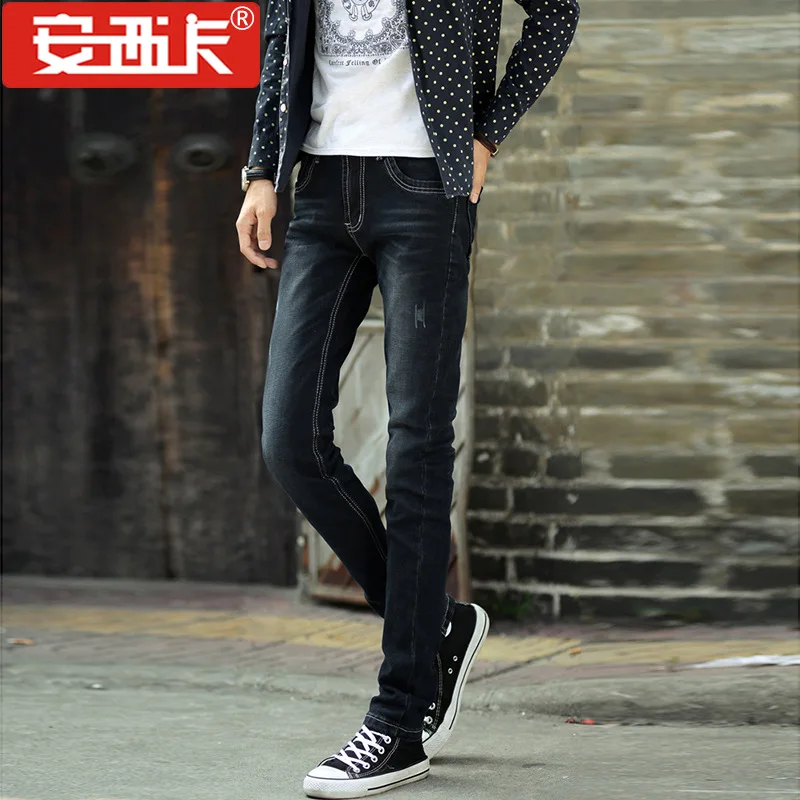 

New Style Men Summer Fashion Bleaching Cowboy Trousers Korean-style Slim Fit Jeans Men's 812