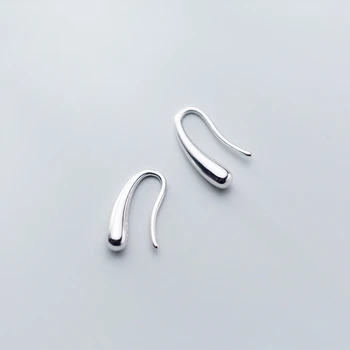 

Authentic 100% 925 Sterling Silver Minimalism Smooth Water Drop Tears Dangle Hook Earrings For Women Fashion Jewelry E7347