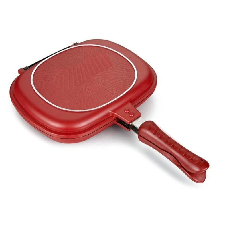 Double Sided Frying Pan Non-Stick Baking Tray Portable for Home Kitchen Cooking No Splash Oil You Can Make the Shape of the Food
