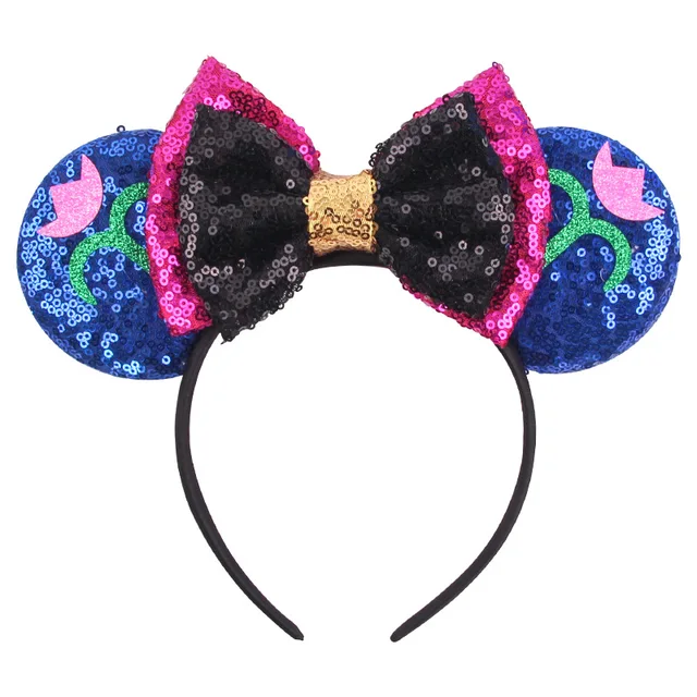 Disney Mickey Stitch Frozen Ears Headband Sequins Hair Bows Charactor For Women Festival Hairband Girls Hair Accessories Party 24