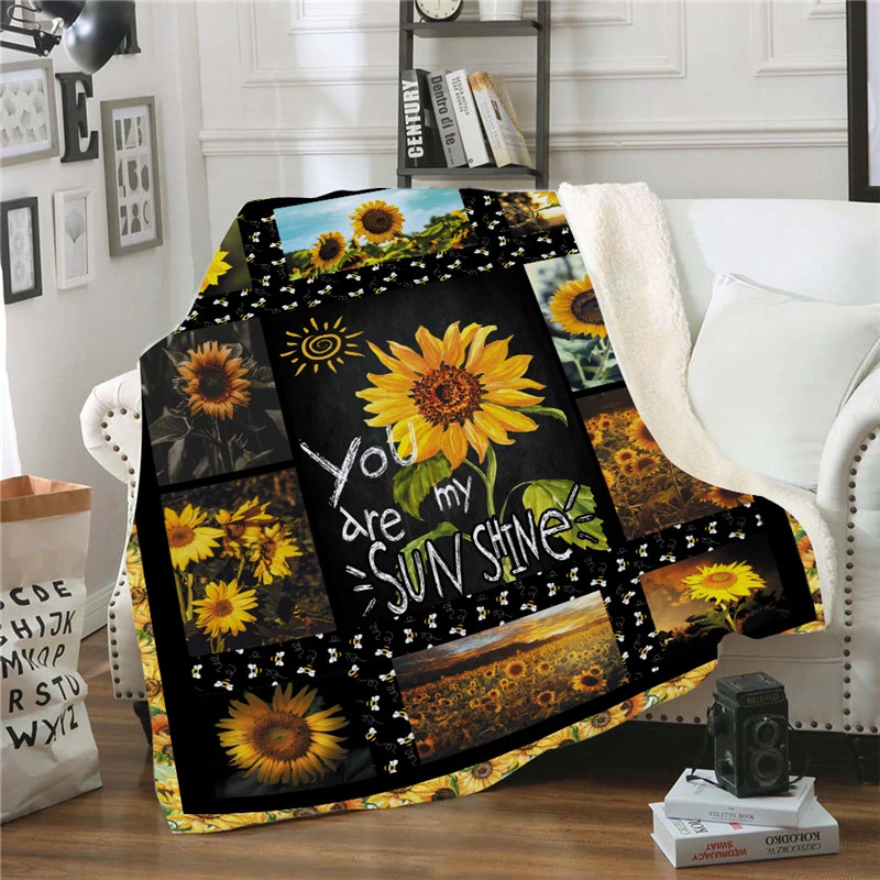 

Sunflower Pattern Household Throw Blanket Soft Fleece Couch Bed Cover Plush Bedspread Blanket for Adults Kids