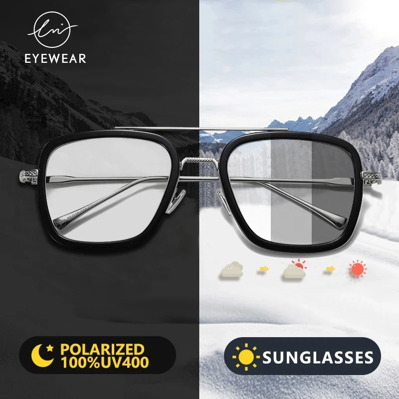 Top Dampf Punk Tony stark Sonnenbrille Photochrome Polarisierte Männer Frauen Chameleon Fahren Brille zonnebril heren