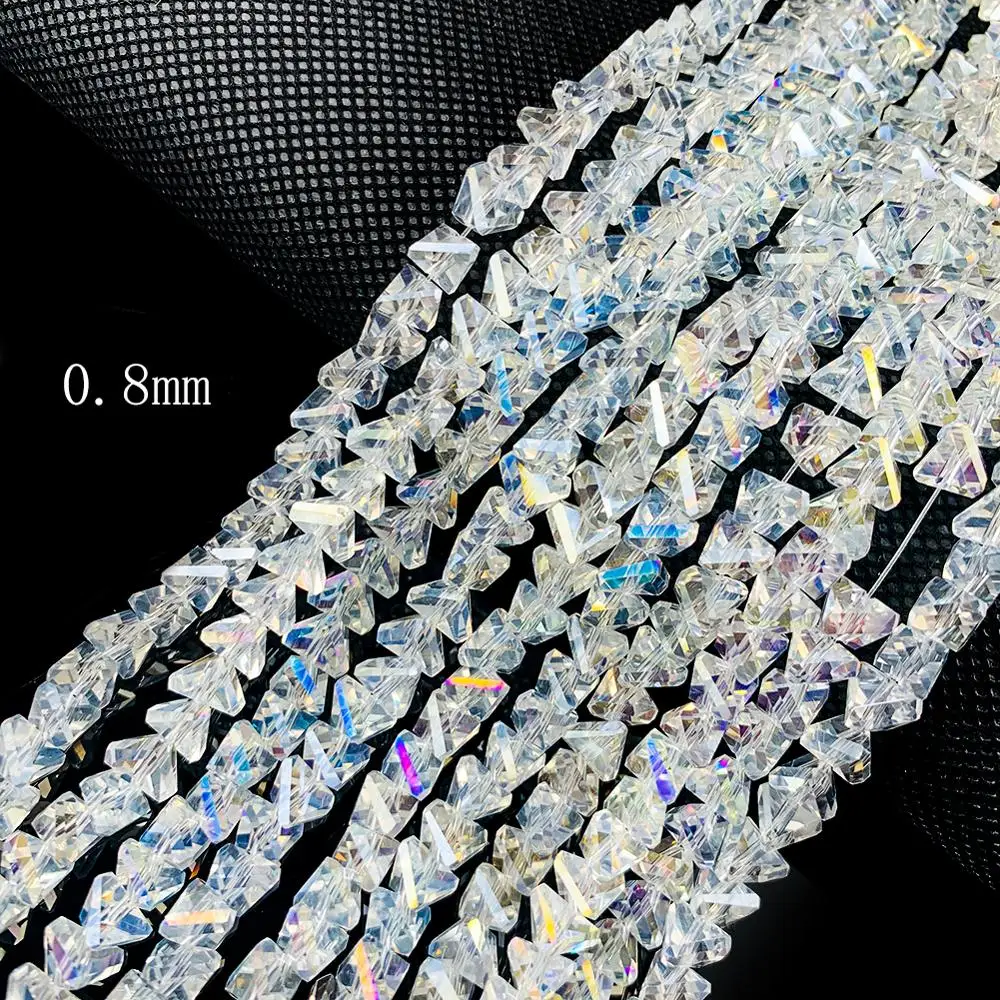 Rainbow Aurora Crystal Bead Irregular Shaped Drilled Spacer Loose Bead for Jewelry Making 3D Triangular DIY Decoration 10/20pcs
