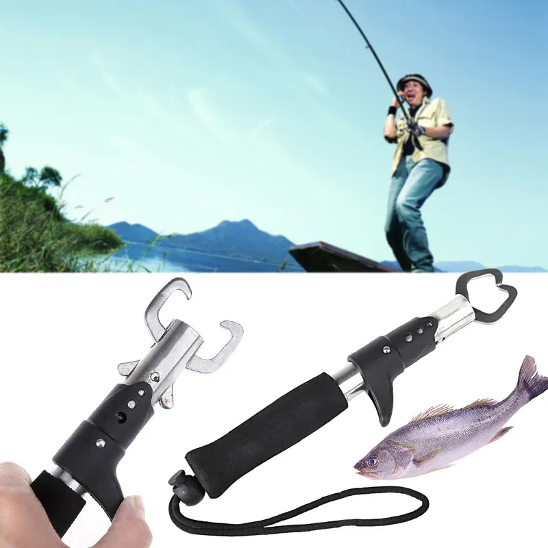 Fishing Gripper Stainless Steel Fish Lip Grip Handle Grab Grabber Tackle Gear
