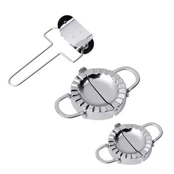 

OOTDTY 3PCS Dumpling Maker and Cutter Stainless Steel Ravioli Skin Empanada Press Pie Mold Dough Pierogi Wrappers Mold Pastry
